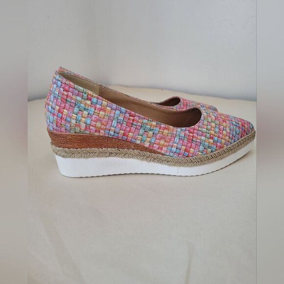 NEW Colorful Mosaic Wedge Heels Pointed Toe Espadrille Artsy Eclectic EU 36 US 6 - Picture 4 of 9